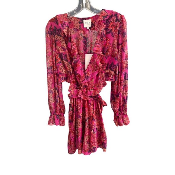 NWT‎ Misa Los Angeles Azalea Romper In Fuchsia Batik Cut Out Sides Size S - Picture 2 of 16